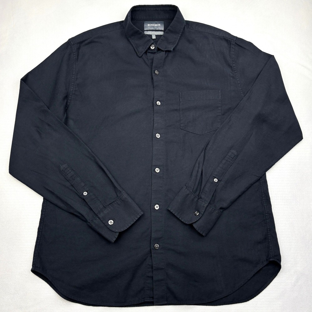 Bonobos Shirt Mens Large Black Slim Fit Cotton Long Sleeve Button Down Everyday